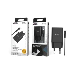 ADAPTADOR DE CARGA CON MICRO CABLE 2.4A MTK NEGRO ADAPTADOR DE CARGA CON MICRO CABLE 2.4A MTK NEGRO